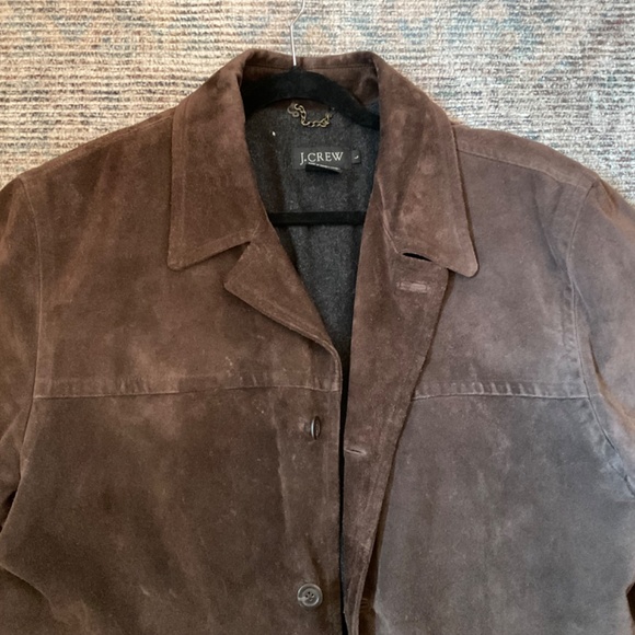 J.Crew Suede Brown Leather with Wool Lining Jacket Size Large - Picture 2 of 11